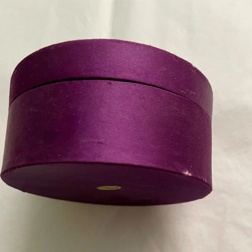 Vintage Purple Silk 4” Round Jewelry Storage Box